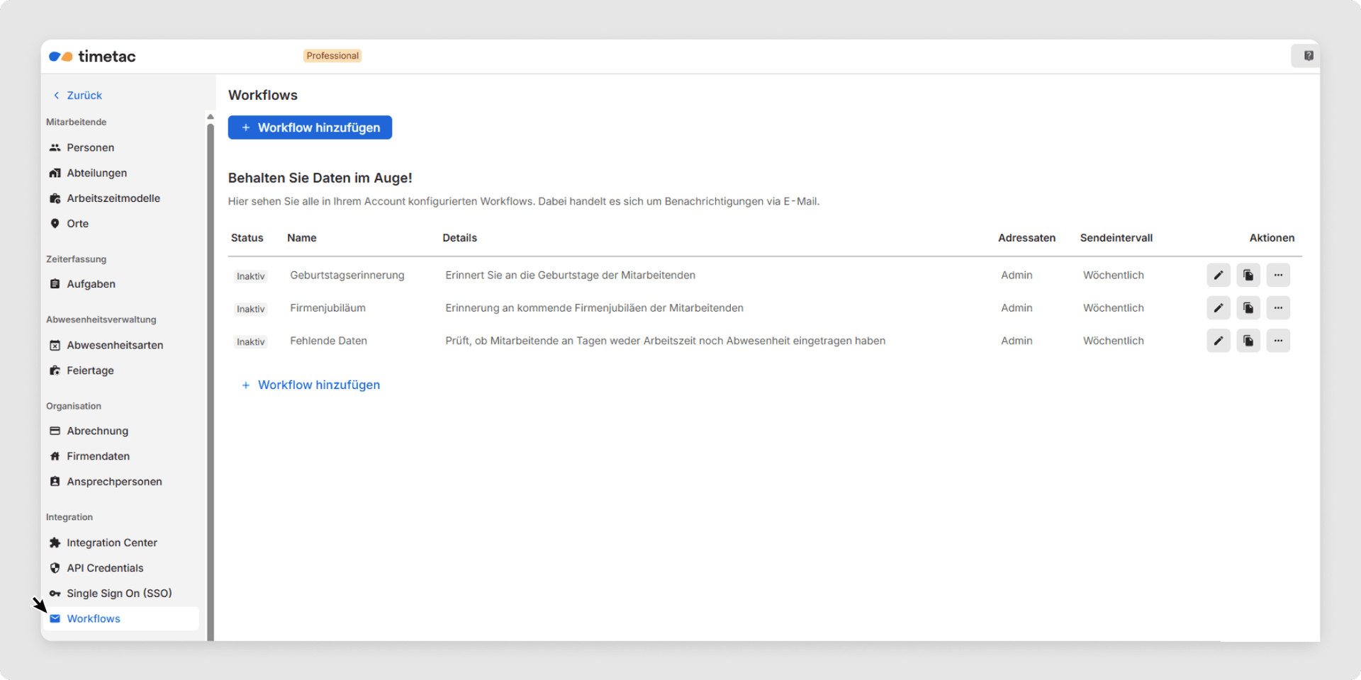 <p>Es öffnet sich eine Übersicht mit der Auswahl verfügbarer Workflows.</p>